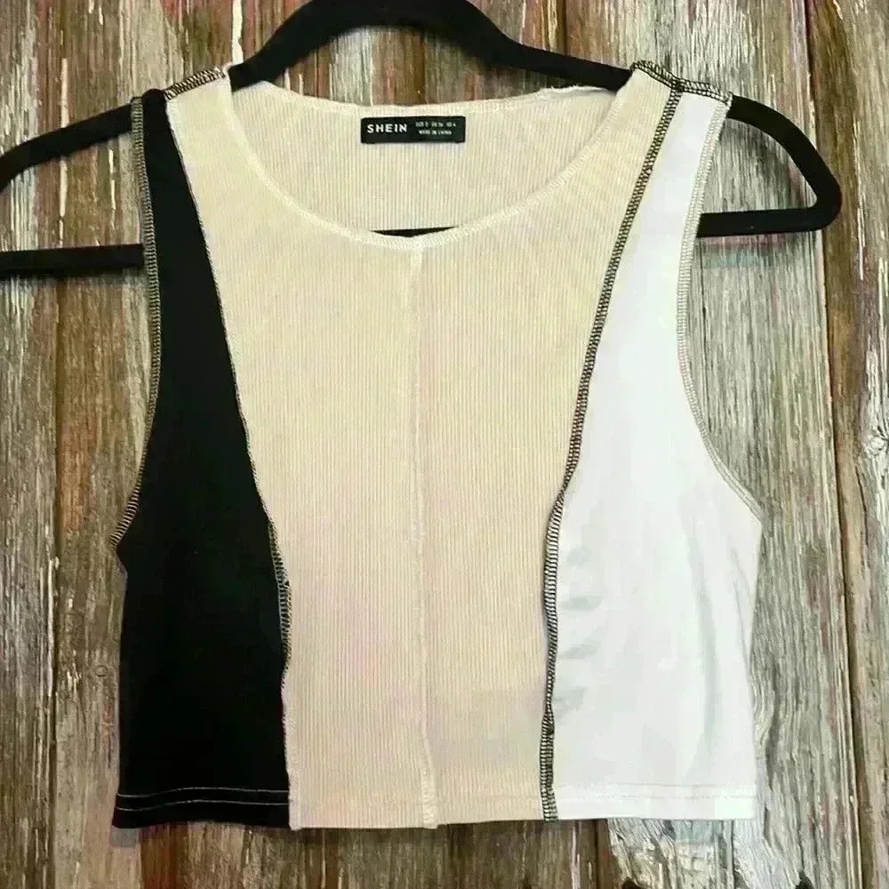 EUC SHEIN COLOR-BLOCK CROP TOP